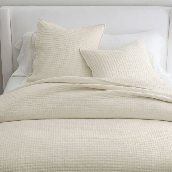 🆕 Pottery Barn Classic Ivory Pick-Stitch Handcrafted Cotton/Linen Sham NWOT - Picture 2 of 8